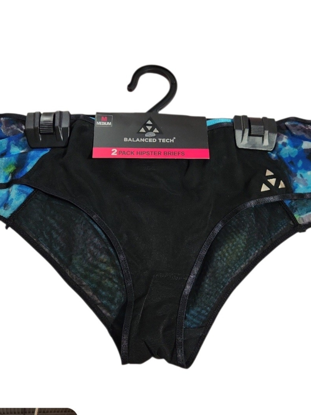 2 Pack Women’s Black & Blue Fine Mesh Hipster Briefs